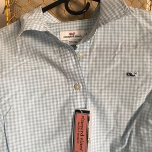 Vineyard Vines light blue checked shirt